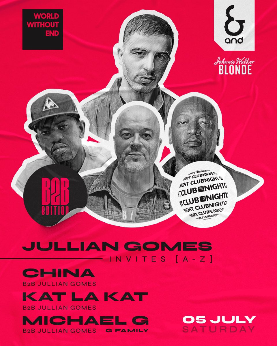 wrld_withoutend's tweet image. World Without End Club Night B2B Edition is back!

For one night only, Jullian Gomes goes back-to-back all night long with true selectors: China, Kat La Kat, and Michael G [G Family].

Tickets now live via Howler