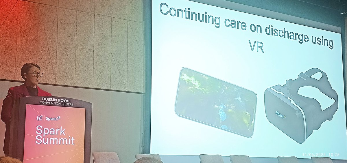 Health Sciences Academy (@healthsciacadlk) on Twitter photo AnnMarie Kieran ANP, Croom Orthopaedic Hospital presenting patient centred innovation for patients with chronic pain supported by <a href="/ProgrammeSpark/">Spark Innovation Programme</a> “Impact” award. Virtual Reality cost effective treatment without side effects <a href="/HSELive/">HSE Ireland</a> <a href="/HSEMidWest/">HSE Mid West</a> #sparksummit2025 AnnMarie Kieran ANP, Croom Orthopaedic Hospital presenting patient centred innovation for patients with chronic pain supported by <a href="/ProgrammeSpark/">Spark Innovation Programme</a> “Impact” award. Virtual Reality cost effective treatment without side effects <a href="/HSELive/">HSE Ireland</a> <a href="/HSEMidWest/">HSE Mid West</a> #sparksummit2025