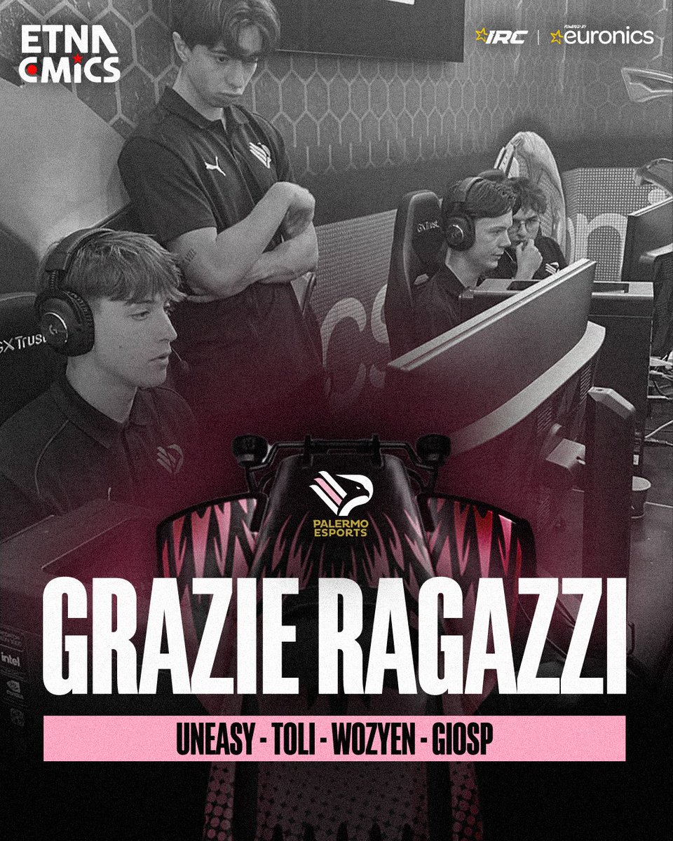 Palermo Esports (@palermoesports) on Twitter photo A 5 secondi da una finale che avremmo meritato di giocarci, termina il nostro percorso nello split 2 dell'<a href="/IRC_RL/">Italian Rocket Championship</a>.
🩷🖤 UNEASY, TOLI, WOZYEN, GIOSP: grazie per averci portato ancora una volta così in alto.
#siamoaquile 🦅 #IRC A 5 secondi da una finale che avremmo meritato di giocarci, termina il nostro percorso nello split 2 dell'<a href="/IRC_RL/">Italian Rocket Championship</a>.
🩷🖤 UNEASY, TOLI, WOZYEN, GIOSP: grazie per averci portato ancora una volta così in alto.
#siamoaquile 🦅 #IRC
