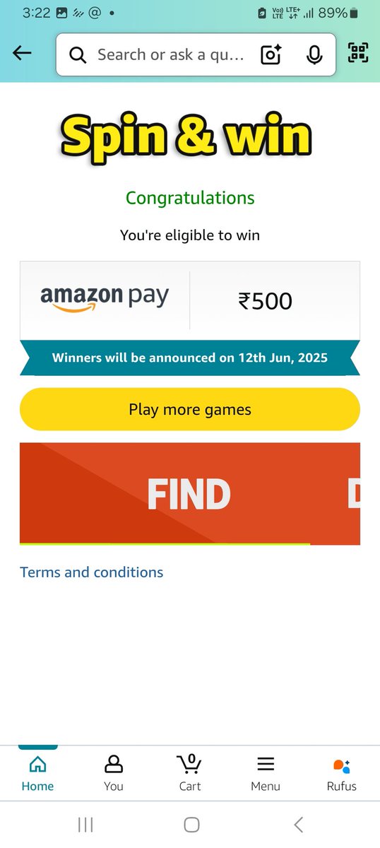 #AmazonSpinandWin
Done team <a href="/amazonIN/">Amazon India</a> 
Wish to win
