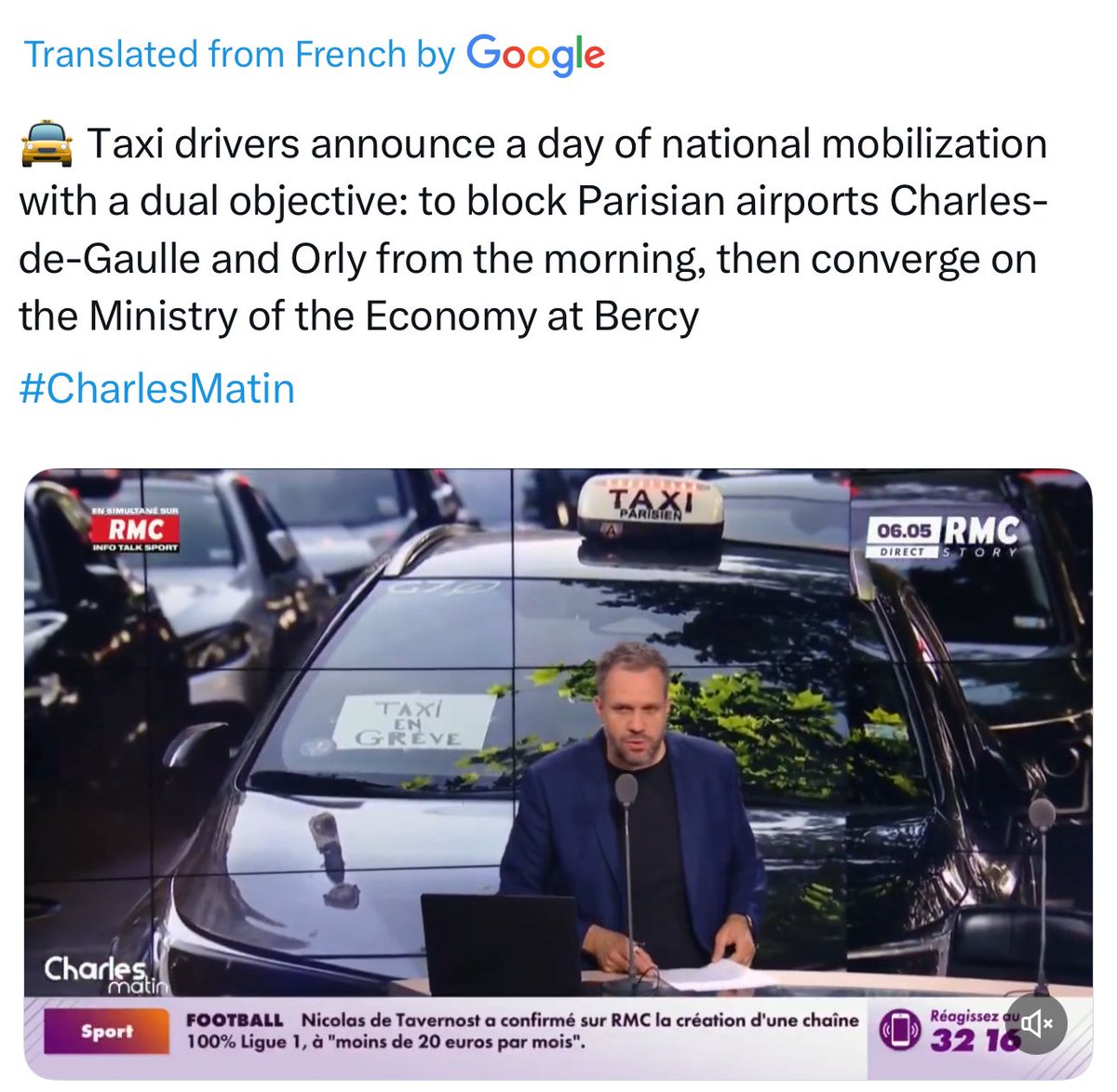 Welcome to France in celebration of our culture here’s a taxi strike blocking the airport