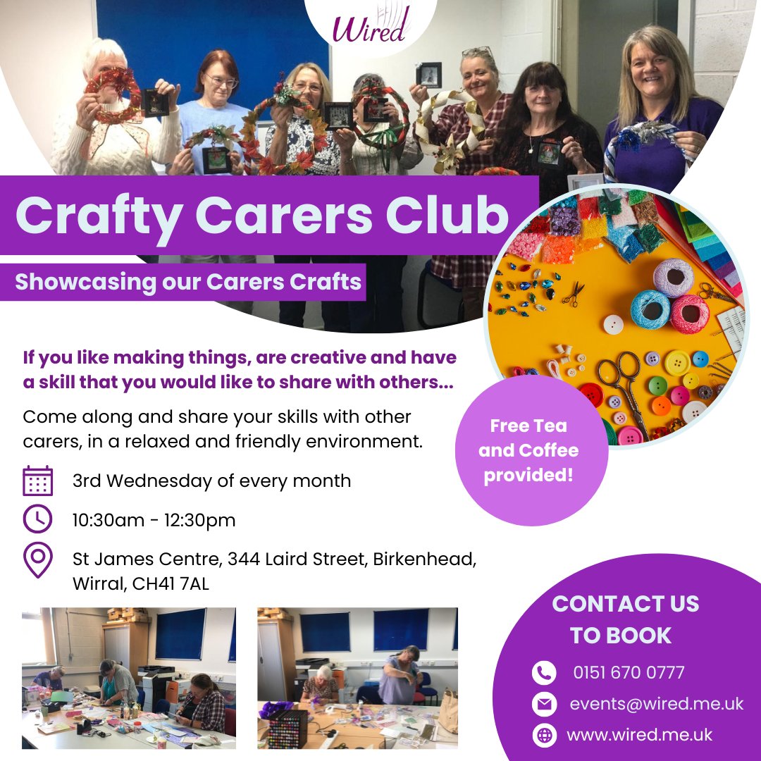 Crafty Carers Club with <a href="/WiredCeo/">WIRED Wirral</a> 🧶 
3rd Wednesday of every month