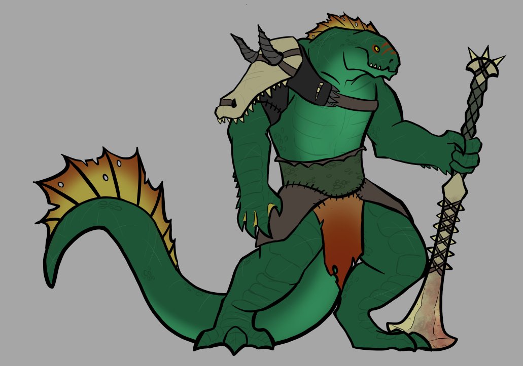 Iizard_wizard's tweet image. Lizardfolk Barbarian, now with colors