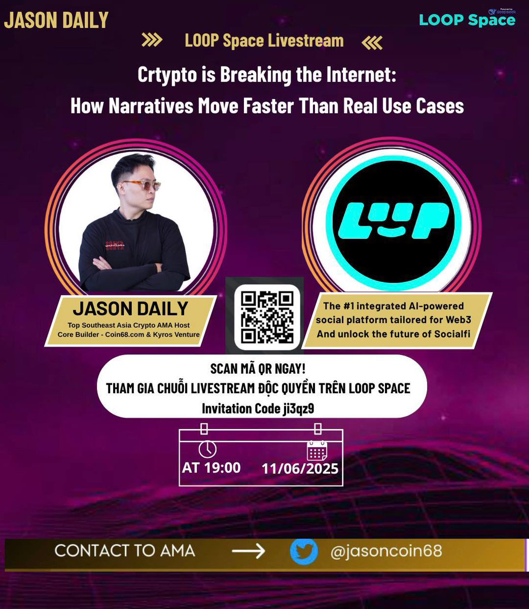 🚨 LIVE tonight on <a href="/LOOPSPACE_INTL/">LOOP SPACE</a> <a href="/LOOPSPACE_xyz/">LOOP SPACE｜中文</a> – 7PM GMT+7
“Crypto Is Breaking the Internet – But Are Users Even Staying?”

I’m going all in on the difference between going viral and building real value.
If you’re tired of meme seasons and ready to talk about real products,