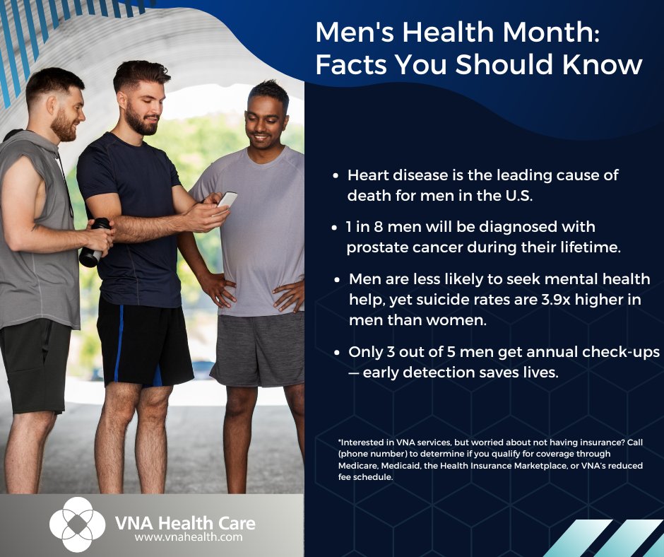 Your health matters — not just in June, but all year long. This Men’s Health Month, take a step for yourself: get screened, talk to a doctor, check in on your mental health.
Schedule an appointment today at vnahealth.com/services/make-…. 
#VNAHealthCare #Men'sHealthMonth