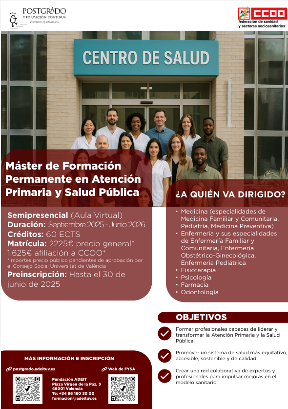 Máster de Formación Permanente en Atención Primaria y Salud Pública.
postgrado.adeituv.es/es/cursos/curs…