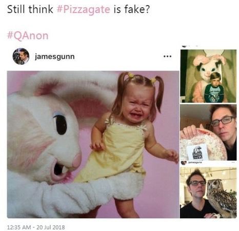 BoycottDCStudio's tweet photo. I mean...?

Oh @JamesGunn, please just go to jail where you belong https://t.co/yXyffaAuOF