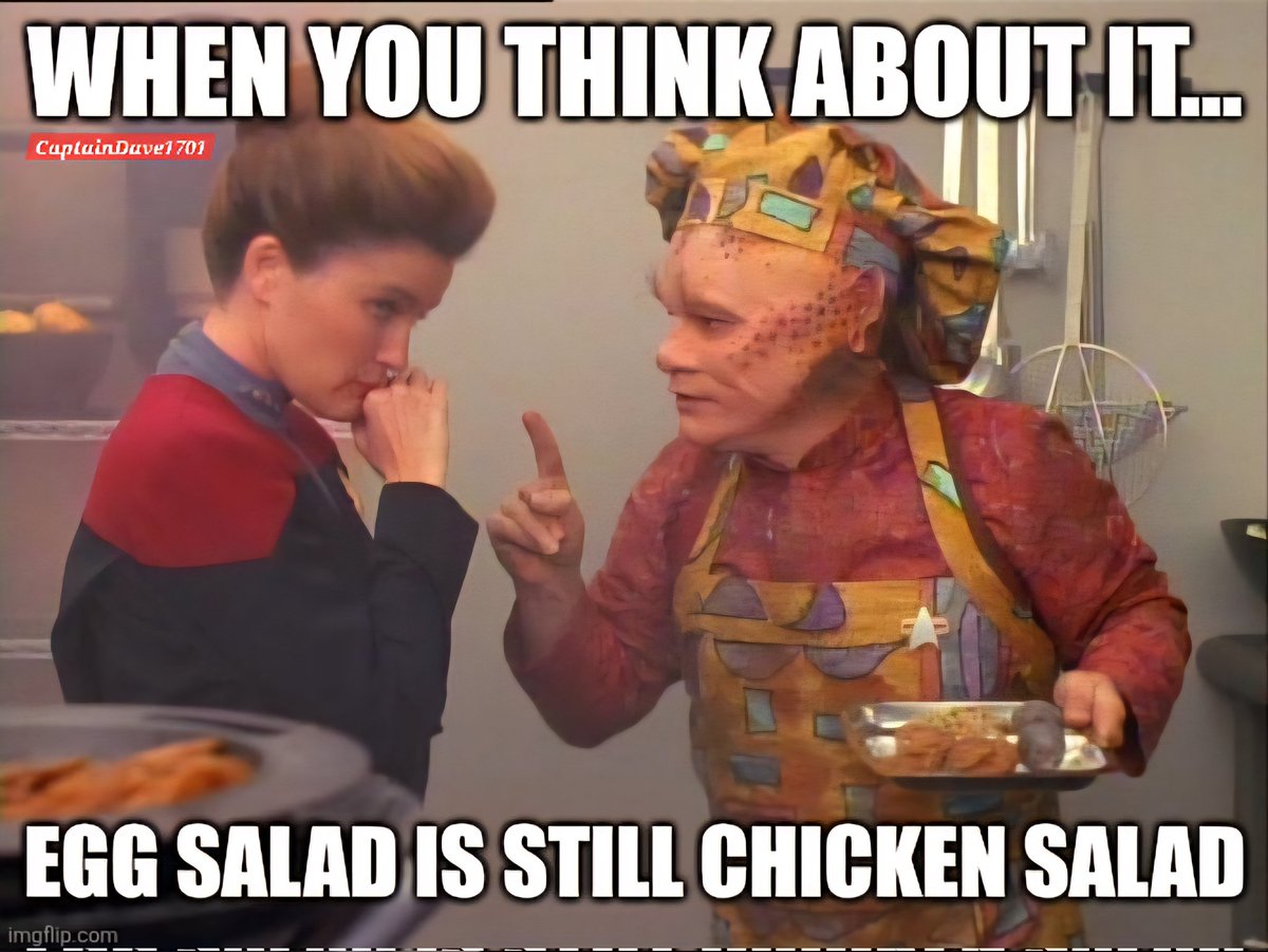 trekker21's tweet photo. #Janeway #Neelix #NCC74656 #DeltaQuadrant #StarTrek #TheFederation #ParamountPlus #Geek #STVOY #USSVoyager #StarTrekMeme #TrekTalk #GeekTalk #TheGeekShallInheritTheEarth #Humor https://t.co/EKglYBXnZ0