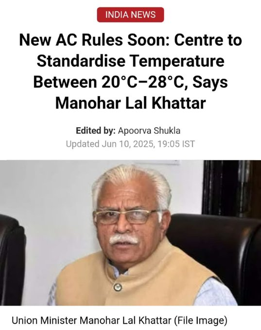 CHARTISKING's tweet photo. BREAKING: Govt now deciding your AC temperature too.
Next update: “Fan speed 2 only. Speed 3 = Sedition.” 🌀🚫
India 2025: Full control mode ON.
#ACRules #ChillNahiKarneDenge https://t.co/xXWA2to4B6
