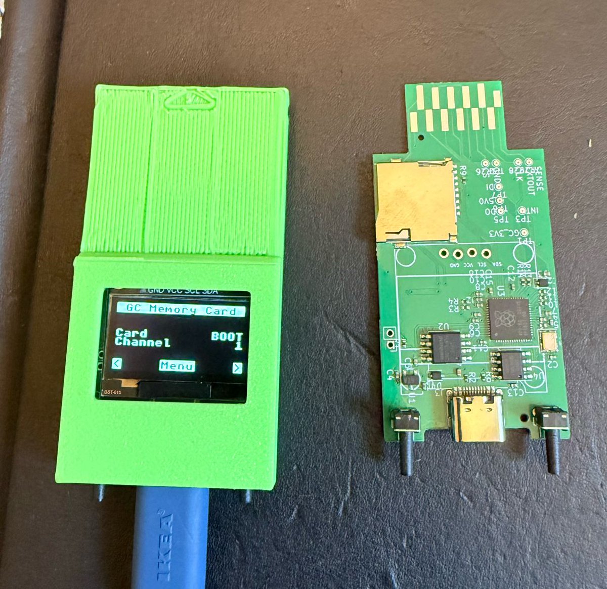 BBsan2k's tweet image. Finally after some superb PCB design by seewood and some super mediocre case design by me we finally have a first internal alpha version of our #GameCubeMCE 🤣