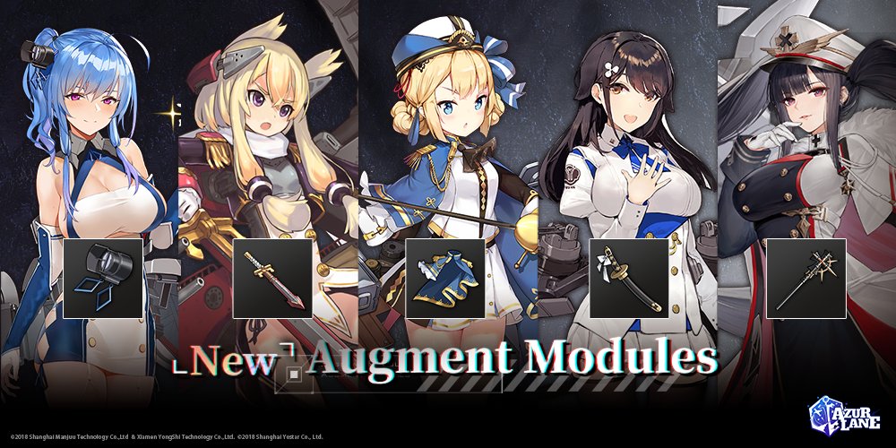 Dear Commander,

The following new Augment Modules will be available after next maintence on 6/12!
St. Louis - Lucky Lou
Warspite - Old Lady's Royal Sword
Hardy - Hard and Soft
Choukai - Hermit Dragon of Iwashimizu's Shingon Blade
Peter Strasser - The Punctualist's Ceremonial
