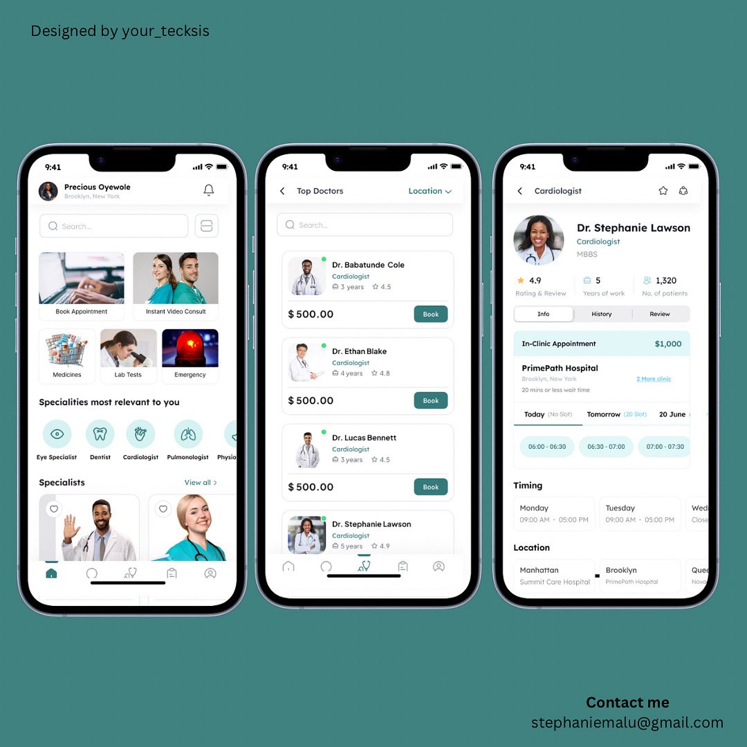 your_tecksis's tweet image. Day 17/30 – Doctor Appointment Booking App
Healthcare made simple - one tap at a time.
….
#dailyuidesign #uidesignchallenge #doctorapp #bookingapp #healthtech #medtech #productdesign #uxuidesign #mobileappdesign #uidesigner #uxui #designinspiration