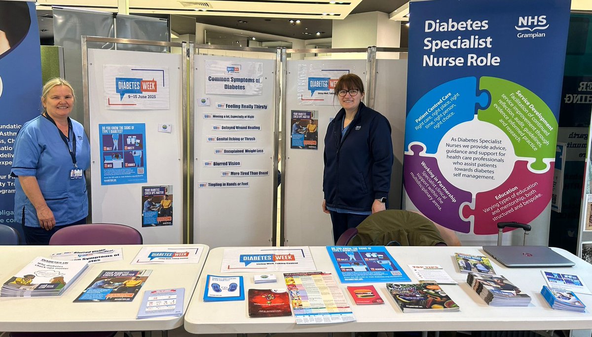 SWilson_DSN's tweet photo. #DiabetesAwarenessWeek
Our amazing Diabetes Specialist Nurses are at 
Aberdeen Vaccination &amp; Wellbeing Hub, Bon Accord Centre Centre 11thJune, from 10:00 AM to 1:00 PM.
come along for a friendly chat!  See you there! 👋 https://t.co/1DQJABbNEH