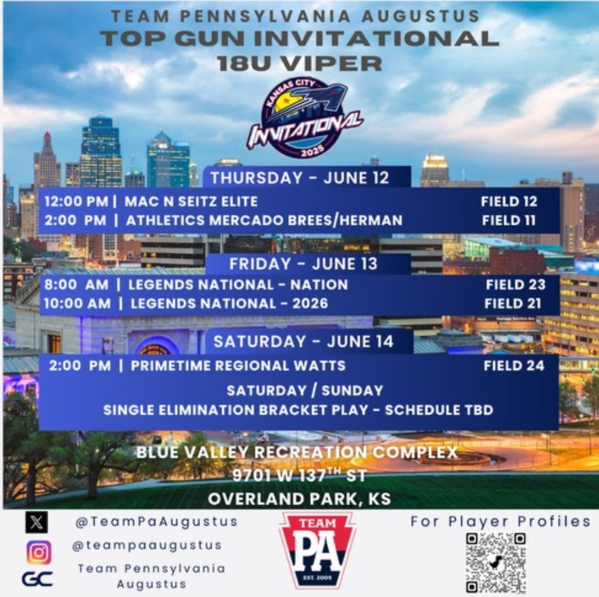 Ready to get back on the field with my team in Kansas City at the Top Gun Invitational! Schedule below ⬇️ <a href="/TeamPaAugustus/">Team PA Augustus</a> <a href="/teampafastpitch/">Team Pennsylvania Fastpitch</a>