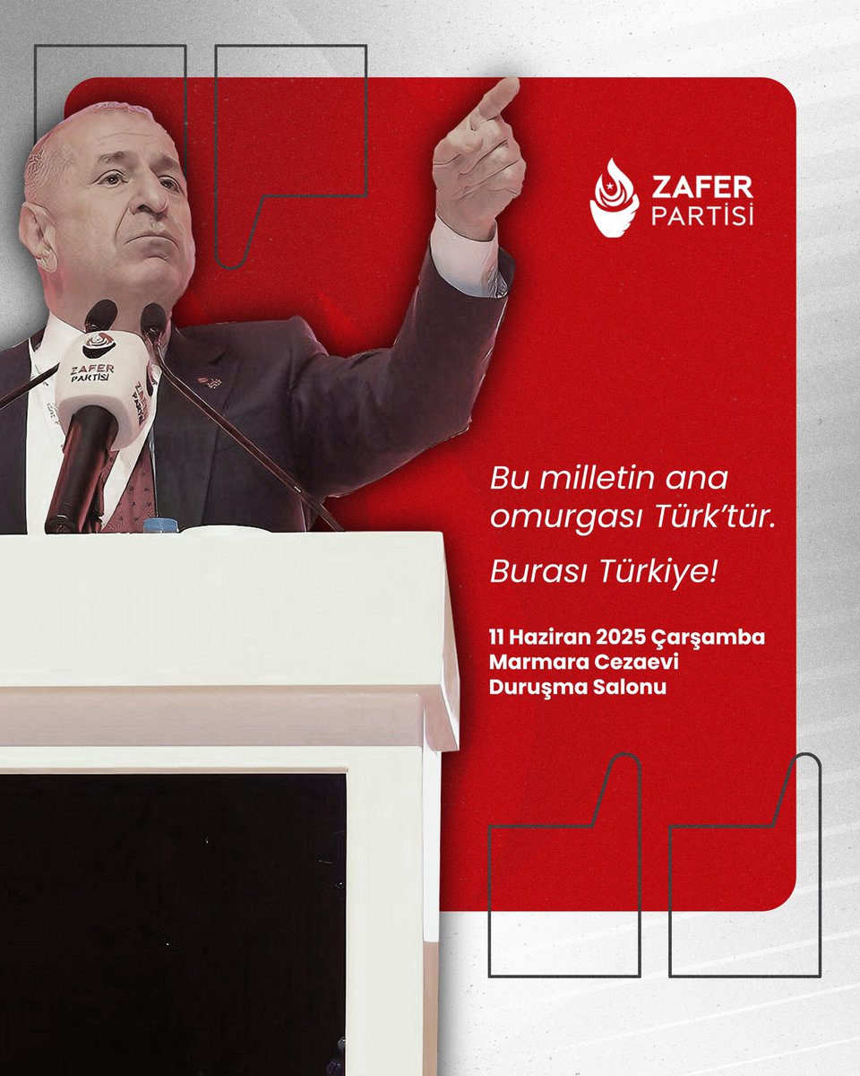 Genel Başkanımız Sayın Prof. Dr. Ümit Özdağ’ın mahkemedeki tarihi savunmasından:

“Bu milletin ana omurgası Türk’tür. Burası Türkiye!”