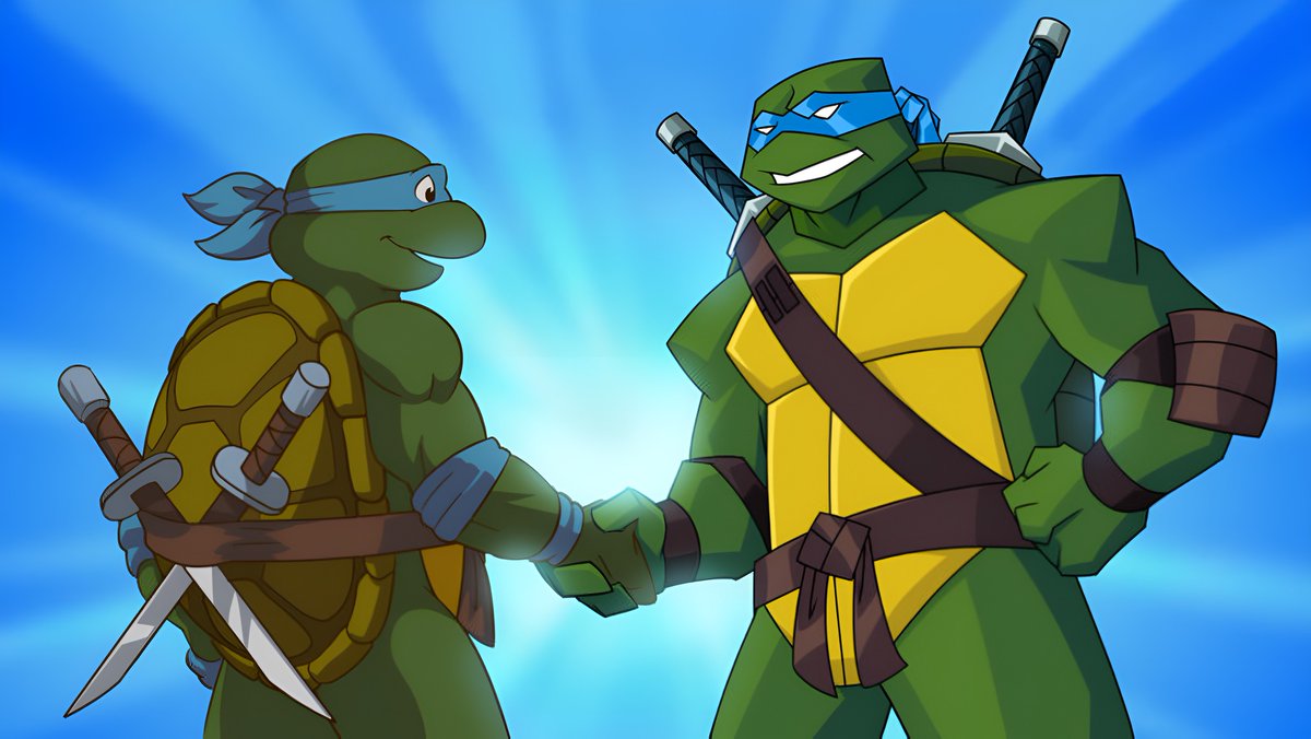 1987 Leonardo and 2003 Leonardo from the 2009 movie 'Turtles Forvever'