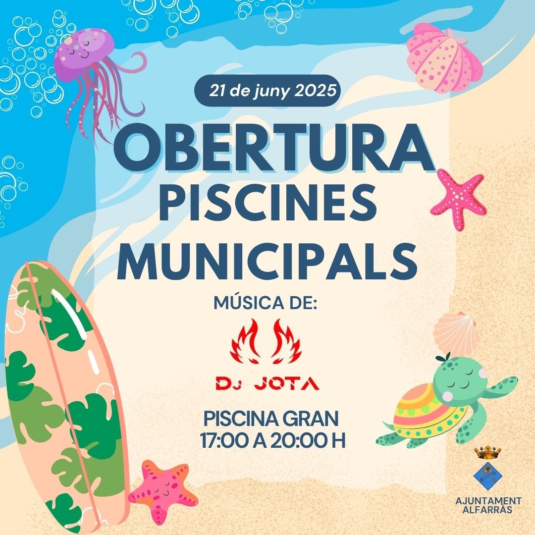 alfarras_d's tweet photo. 🏖️🌊 Inaugurem la temporada d'estiu a les piscines municipals🌞
El proper dissabte 21 de juny, t’esperem!! 
Vine a refrescar-te, ballar i gaudir de la tarda amb família i amics! https://t.co/4JqQNPw4dy