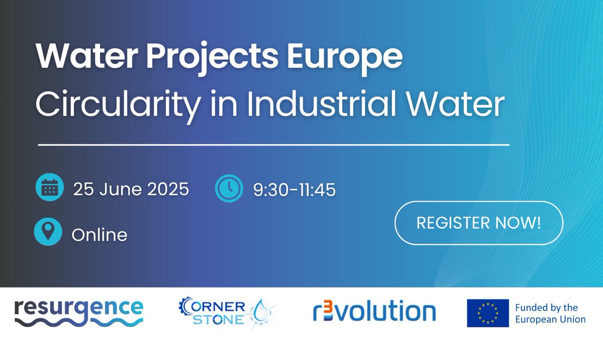 How can industrial #water use accelerate Europe's green transition? 🌍

Join our online event to discuss collaborative solutions for a #sustainable &amp; competitive future.

🗓️June 25, 9:30-11:45
🔗Register: resurgence-project.eu/resurgence-joi…

#industrialwater #WaterProjectsEurope #resilience
