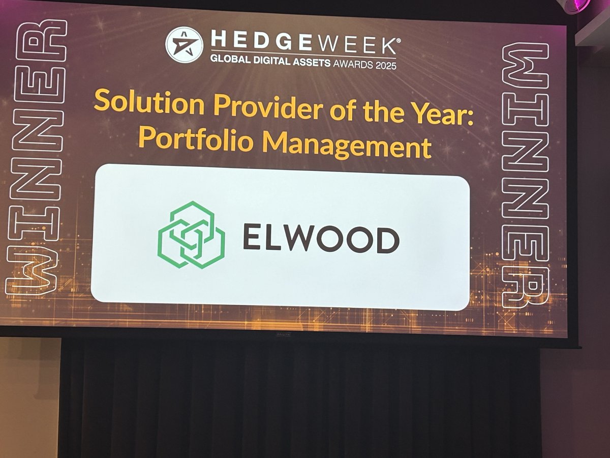 We’re excited to share that Elwood has been named "Solution Provider of the Year: Portfolio Management" at the 2025 Hedgeweek Global Digital Assets Awards.

The award recognises the work we have done to support institutional clients with a portfolio management system built for