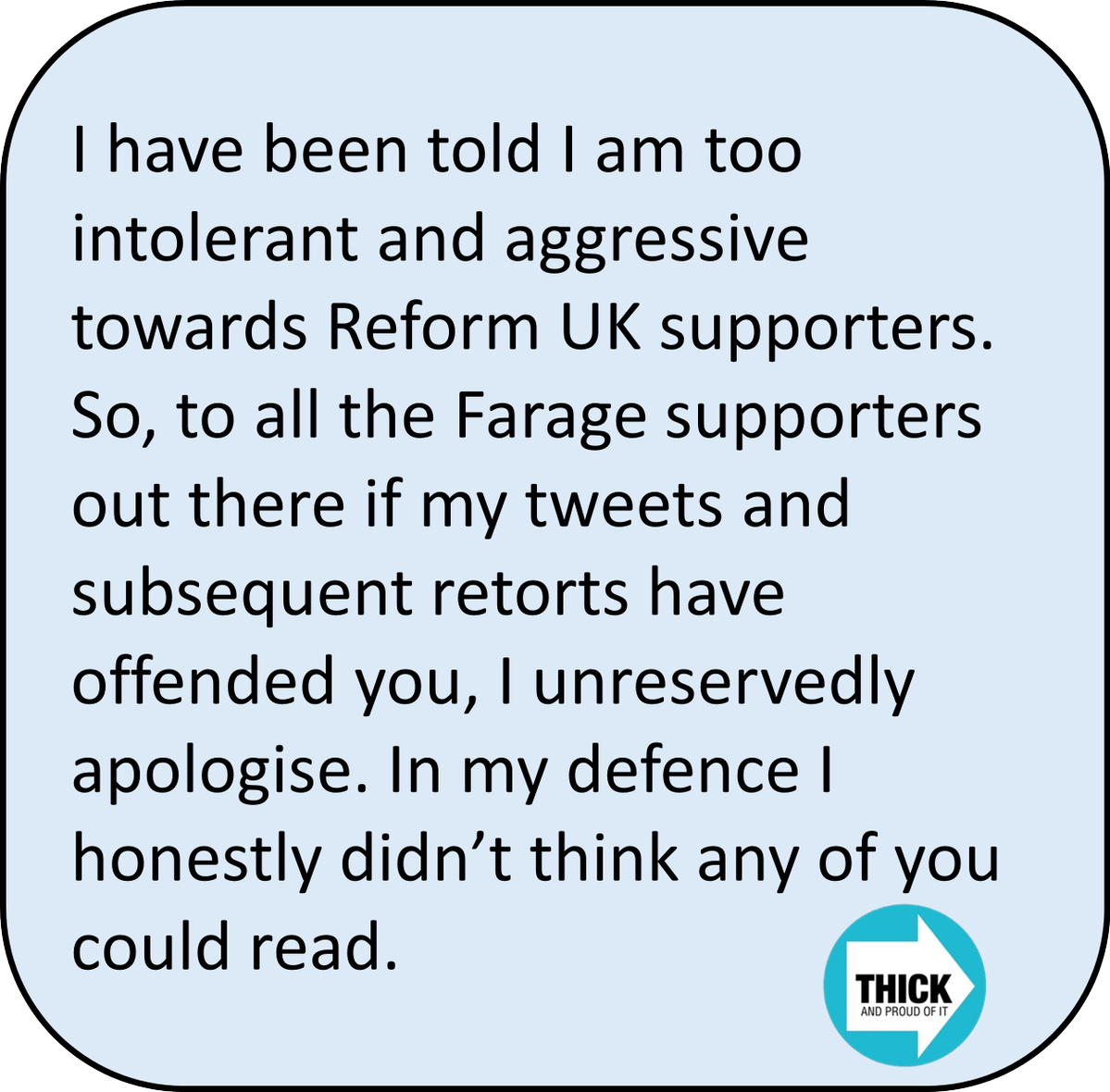 An apology to #ReformUK supporters. #Farage