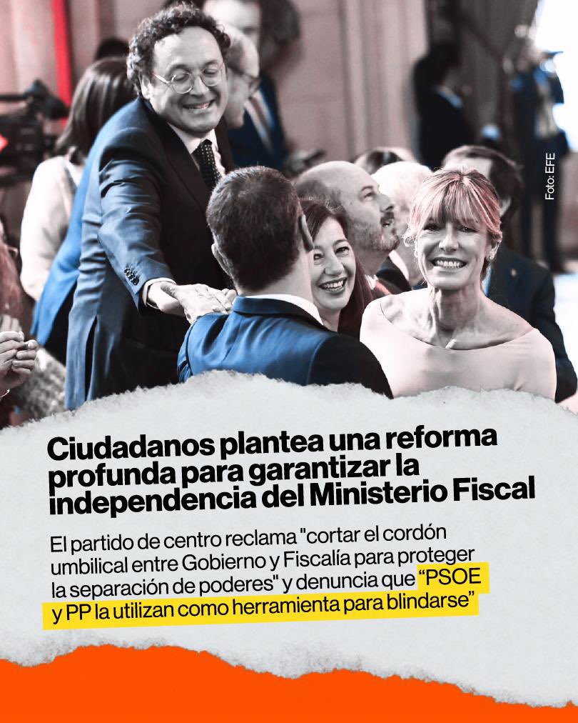 🔴🔵 Ni PSOE ni PP han querido nunca una Fiscalía verdaderamente independiente. La han utilizado como una herramienta de control político y de blindaje. 

🟠 Nuestra propuesta es clara: una Fiscalía al servicio de la ley, no del Gobierno de turno.

📲 ciudadanos-cs.org/prensa/ciudada…