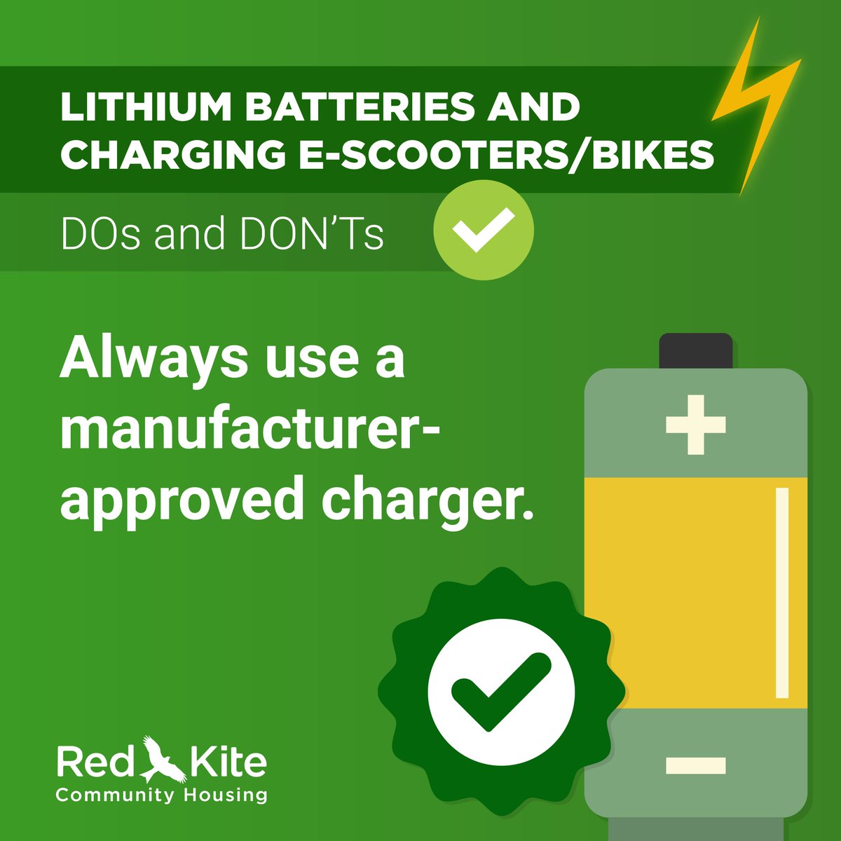 Red Kite (@redkitehousing) on Twitter photo Check out our Do’s & Don’ts to avoid fire risks and keep your home safe. #LithiumBatterySafetyWeek #ChargeSafe Check out our Do’s & Don’ts to avoid fire risks and keep your home safe. #LithiumBatterySafetyWeek #ChargeSafe