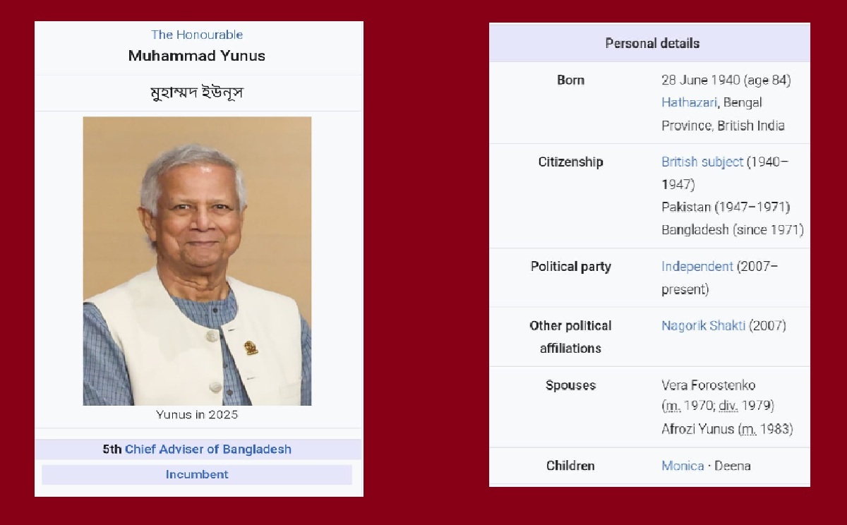salah_shoaib's tweet photo. US Deep State Promotes Muhammad Yunus as the ‘Sultan of the Bengal Caliphate’

It is widely known who supports Wikipedia – a platform often criticized for its bias and its role as one of many instruments of the US Deep State. Now, this same platform is openly promoting Muhammad Yunus as the ‘Sultan of the Bengal Caliphate’.

A visit to Yunus's Wikipedia page will leave many stunned. The page refers to him as “The Honorable Muhammad Yunus” and bizarrely lists him as the “5th Chief Advisor of Bangladesh”. This is factually incorrect. Since 1991, Bangladesh has had only three Election-Time Caretaker Governments, each led by a Chief Advisor. In 2007, the so-called "interim government" was led by a Chief Executive – not a Chief Advisor. Thus, the information presented by Wikipedia is not only misleading but blatantly false.

Moreover, the use of the title “The Honorable” in Yunus’s Wikipedia page raises serious questions. I have examined Wikipedia profiles of several global leaders, including Donald Trump, Narendra Modi, and even Saudi Crown Prince Mohammed bin Salman. None of them are addressed with such honorifics. So, how and from where did Muhammad Yunus acquire this special designation? It seems that Wikipedia has granted Yunus a level of reverence typically reserved for heads of state – and even they are rarely described this way on the platform. This appears to be an intentional move to elevate Yunus's status, possibly aligning with his aspiration to emerge as the so-called ‘Sultan of the Bengal Caliphate’ by undermining democratic institutions in Bangladesh.

Another interesting – and questionable – detail on Yunus’s Wikipedia page is the way his citizenships are listed. It reads:

British subject (1940–1947), Citizen of Pakistan (1947–1971), and Citizen of Bangladesh (since 1971).

While this may seem like a historical account, the emphasis on his prior Pakistani citizenship seems deliberate. Why is this highlighted so pointedly? Is there a specific reason Yunus prefers not to distance himself from his past as a Pakistani citizen? Is this an attempt to subtly align himself with a transnational identity that suits a broader geopolitical agenda?

What is increasingly clear is that powerful forces are working to rebrand Muhammad Yunus not just as a Nobel laureate or social entrepreneur, but as a symbolic ruler of an imagined political order. This should concern every defender of democracy in Bangladesh and beyond.

This orchestrated effort to glorify Muhammad Yunus with false titles and exaggerated honorifics is not a mere accident – it is a deliberate move to manufacture consent and prepare the ground for a new authoritarian regime in Bangladesh. By manipulating global platforms like Wikipedia, the US Deep State is sending a dangerous signal: that it is ready to endorse and impose unelected, foreign-aligned figures in the name of stability and control. Bangladeshis must wake up to this threat and defend their democracy before it is handed over to a self-declared ‘Sultan’ backed by global elites with hidden agendas.