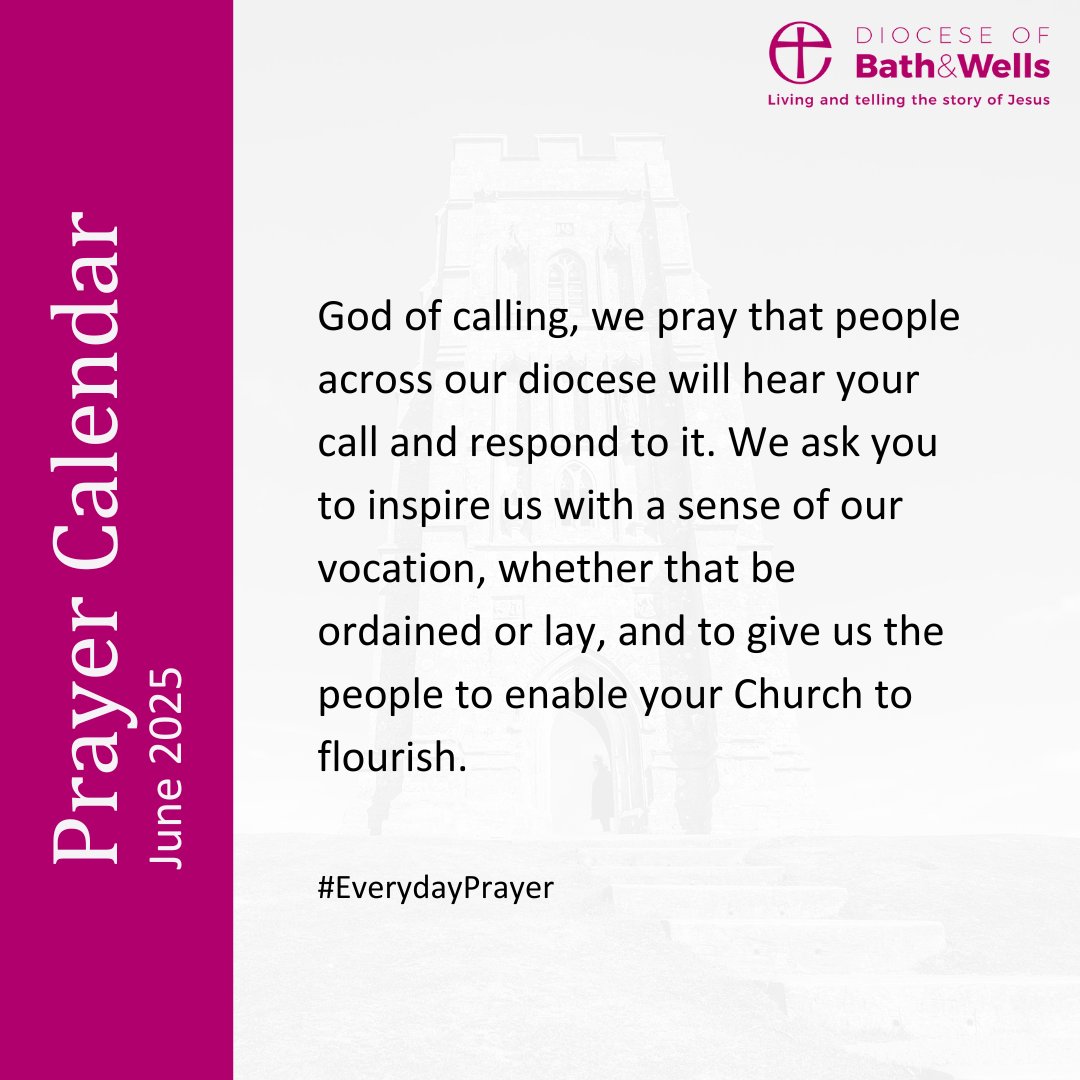 God of calling, we pray that people across our diocese will hear your call and respond to it. We ask you to inspire us with a sense of our vocation, whether that be ordained or lay, and to give us the people to enable your Church to flourish.