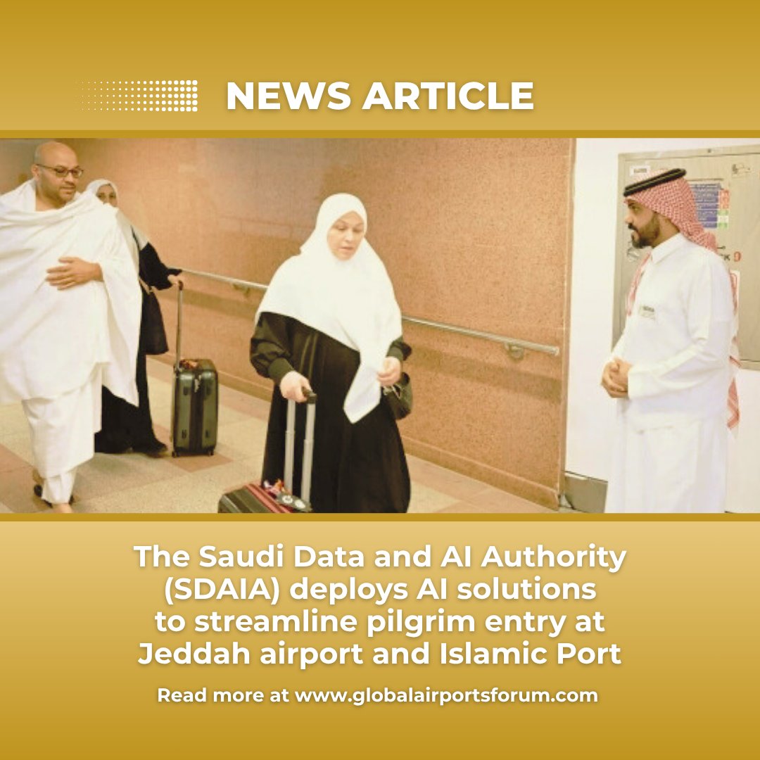 SaudiExhibition's tweet photo. 🔍 Saudi Arabia takes a bold leap in airport tech!
SDAIA deploys AI systems at Jeddah Airport & Islamic Port to streamline pilgrim entry and enhance security.
🚪 Faster. Smarter. Seamless.
📰 Full article: https://t.co/8D4tq6xe6z
#AIinAviation #SDAIA #SmartBorders #FutureOfAirports #PilgrimageTech #GAF2025 #SaudiInnovation #GlobalAirportsForum