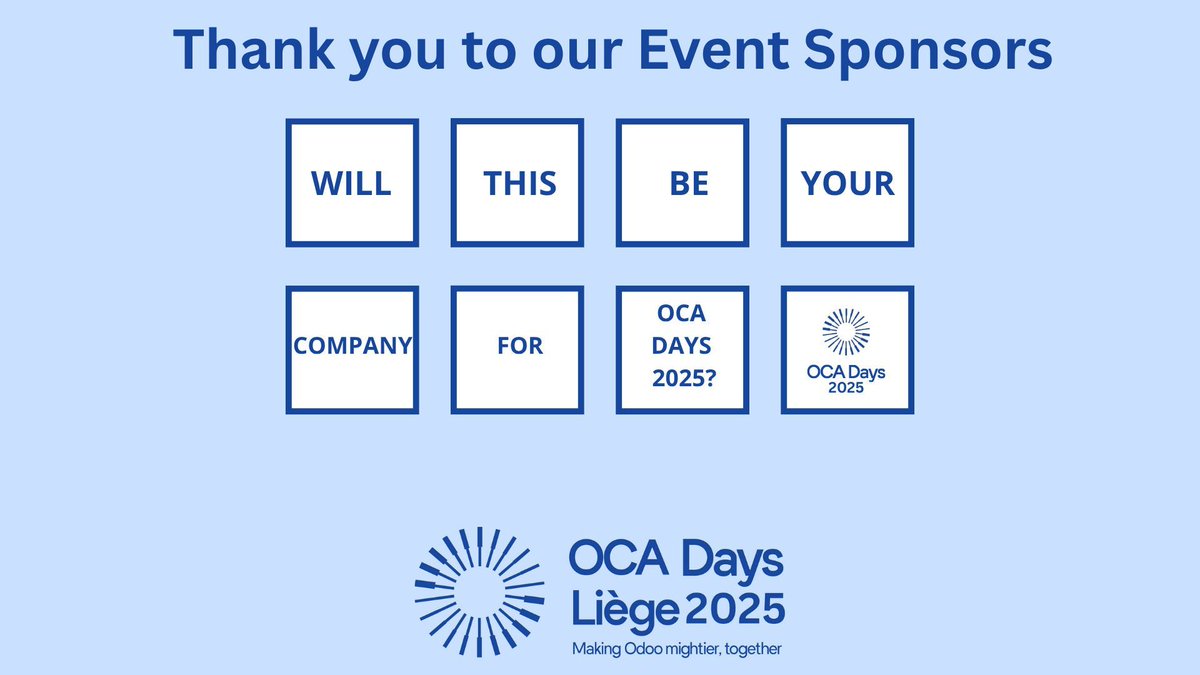 OdooCommunity's tweet photo. Will your company be an #OCADays2025 Sponsor?

We have some great options available:
💎 Emerald 499€
💎 Diamond 1499€
💎 Sapphire 2999€

Details: https://t.co/vKRIrJcMrH 
Become an event sponsor: https://t.co/QDZNgZXIjR 
Register for OCA Days here: https://t.co/hChOUUV05o https://t.co/pS01dgaW2E