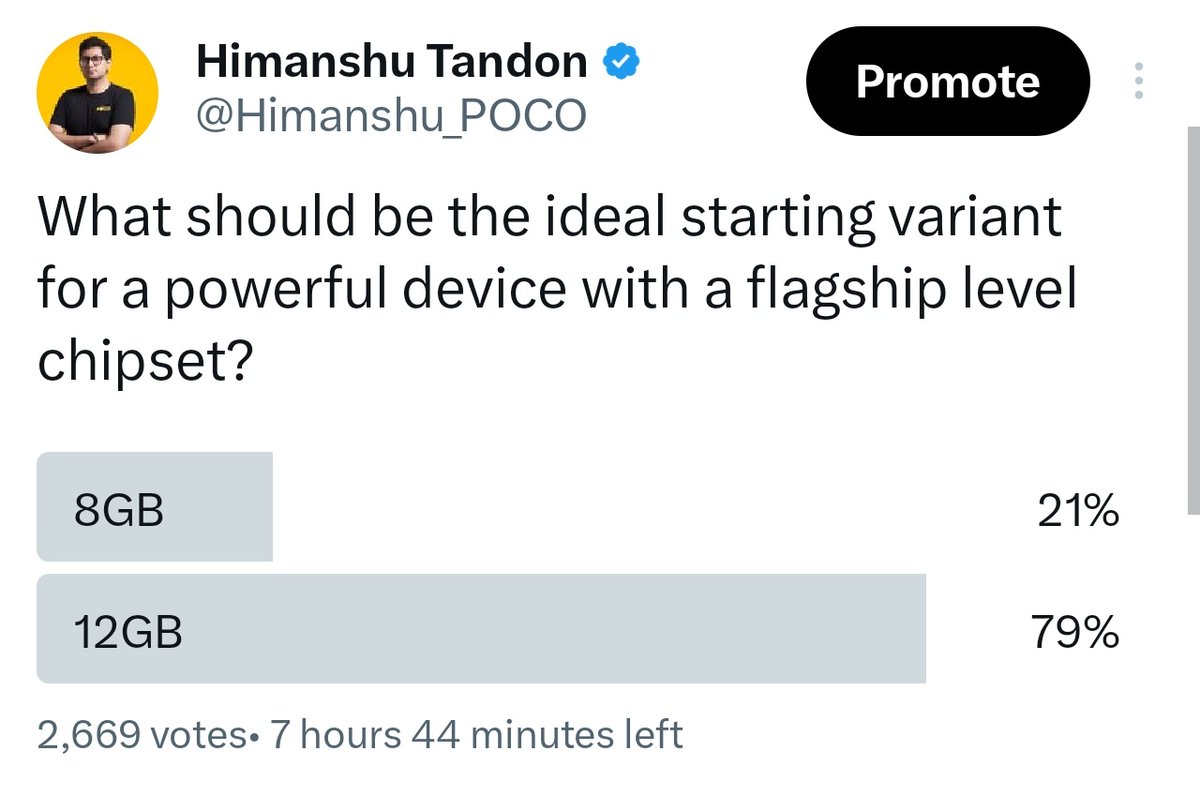 What people seek, we shall bestow!🙏

~80% towards 12GB. Seems quite unanimous!!