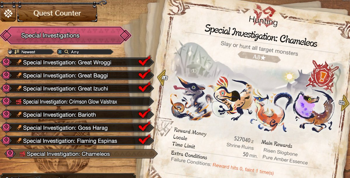 #MonsterHunter 

enough the drama here, some DIABOLICAL risebreak quests that will melt your brain

also that 1 funny quest but ended up carting everyone
