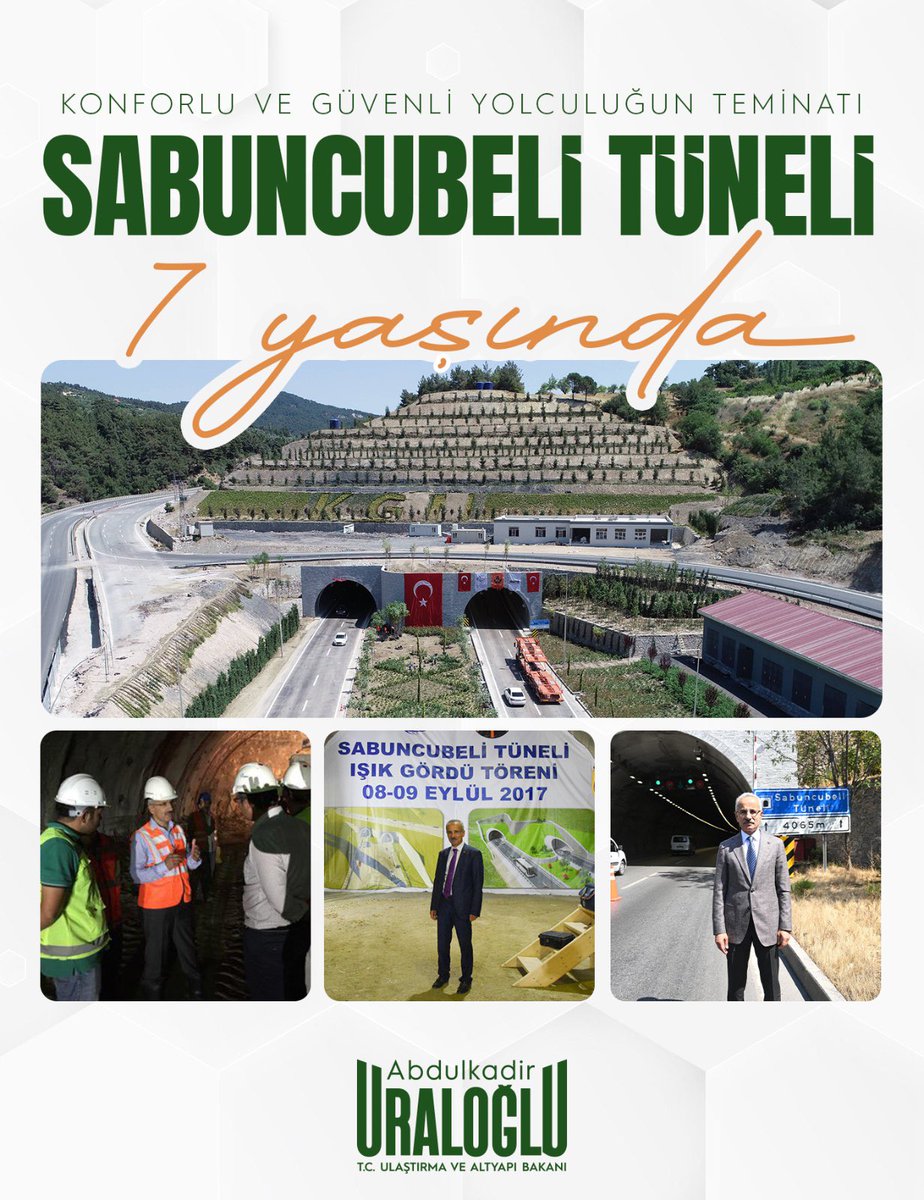 İzmir ile Manisa arasındaki ulaşımı 15 dk’ya indiren “Sabuncubeli Tüneli” 7️⃣ yaşında… ✨

#TürkiyeHızlanıyor 🇹🇷