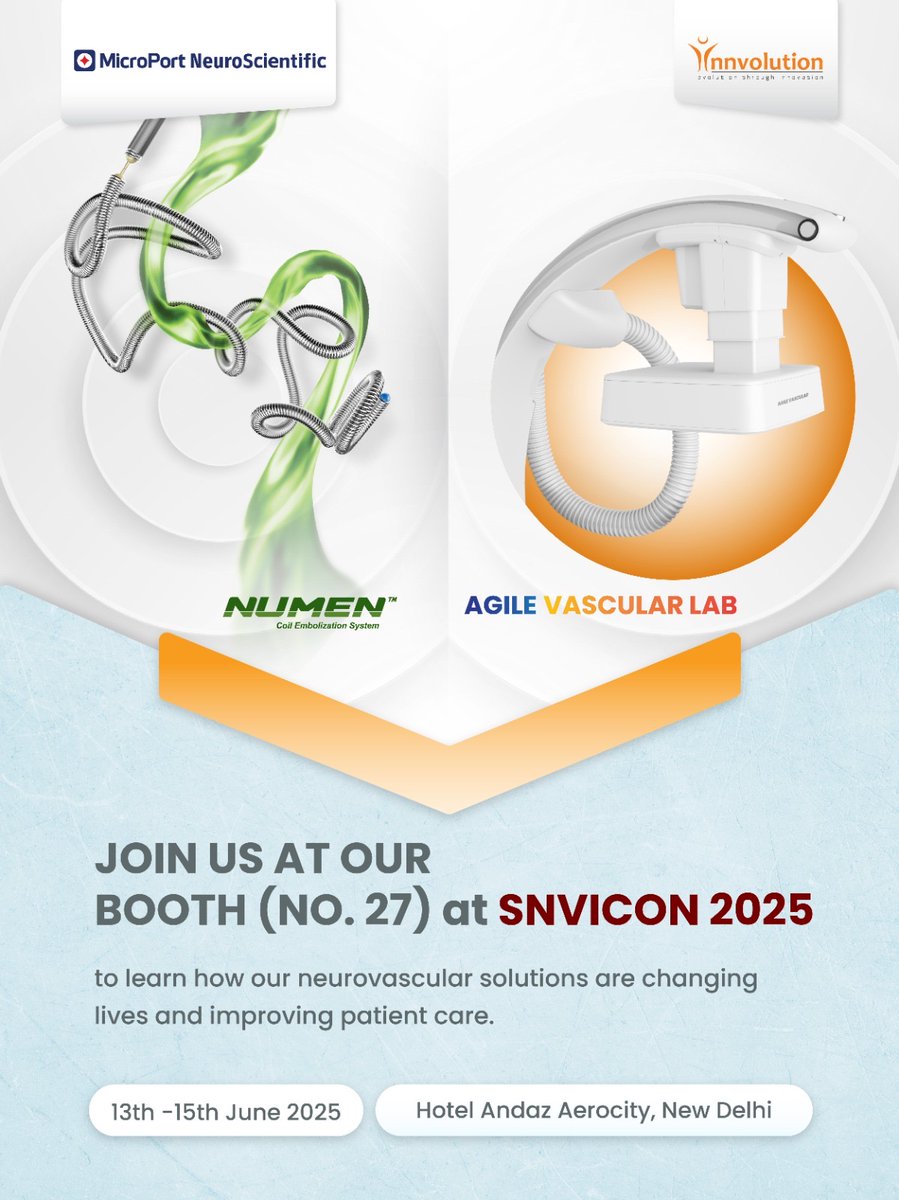 Innvolution is participating in SNVICON 2025 – a key platform for shaping the future of neuro vascular interventions.

Booth No. 27
Venue: Andaz Delhi by Hyatt, Aerocity, New Delhi

We invite clinicians, experts, and innovators to visit us and explore our latest innovations.
Join