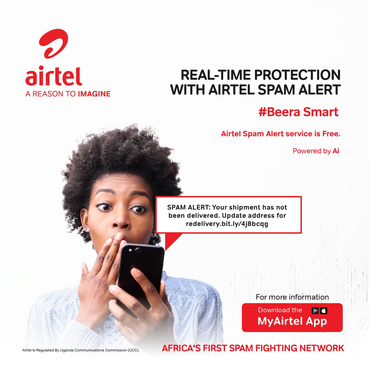 Don’t Fall for It. Scam texts are getting smarter — but so are we. With real-time alerts powered by AI, Airtel Spam Alert detects and warns you instantly.
Stay alert. #BeeraSmart with Airtel Spam Alert.
Download the MyAirtelApp for more info