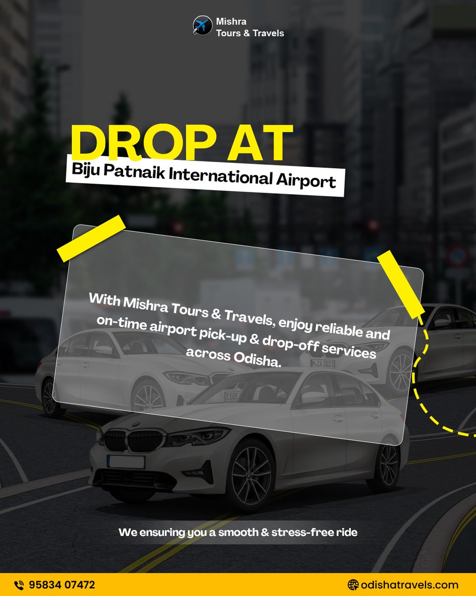 Touch down or take off, we’re there before the wheels stop.
From doorstep to Biju Patnaik Airport and back, Mishra Tours &amp; Travels keeps your journey seamless.

#airportdrop #odishariders #TravelOdishaRight #mishratoursandtravels #ontimealways #bhubaneswartravel #Odisha