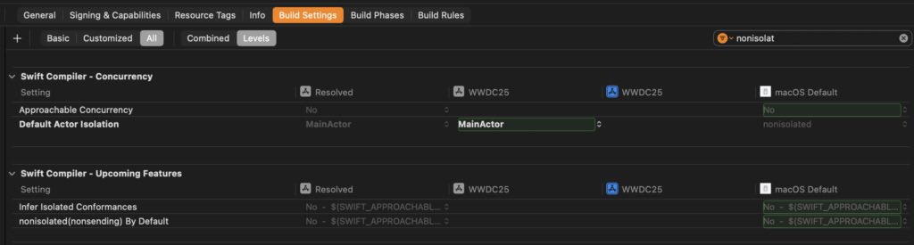 DonnyWals's tweet image. With Xcode 26 your projects will automatically include a setting that runs code on the main actor by default, making your decision to introduce concurrency more conscious and explicit.

To configure this setting for existing projects (or to opt out in your new projects), you can…