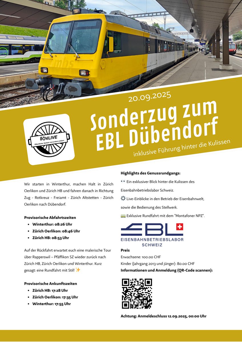 Hallo liebe #ÖVLive-Fans,

Pack deine gute Laune ein – wir starten am 20.09.2025 die 4. Runde unseres legendären #ÖVLive‑Anlasses! Dieses Mal entführen dich Fabio &amp; Stephan auf eine nostalgisch‑technische Rundfahrt im charmanten Montafoner NPZ‑Triebwagen. Und das Ziel?