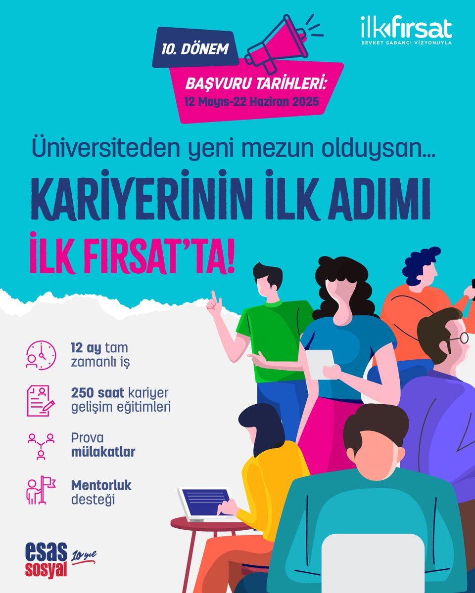 Darüşşafaka Cemiyeti olarak bizim de paydaşı olduğumuz Şevket Sabancı Vizyonuyla İlk Fırsat Programı’nın 10. Dönemi için genç başvuruları başladı! Program, özellikle işverenlerce daha az tercih edilen devlet üniversitelerinden yeni mezun gençlere, Türkiye’nin önde gelen sivil
