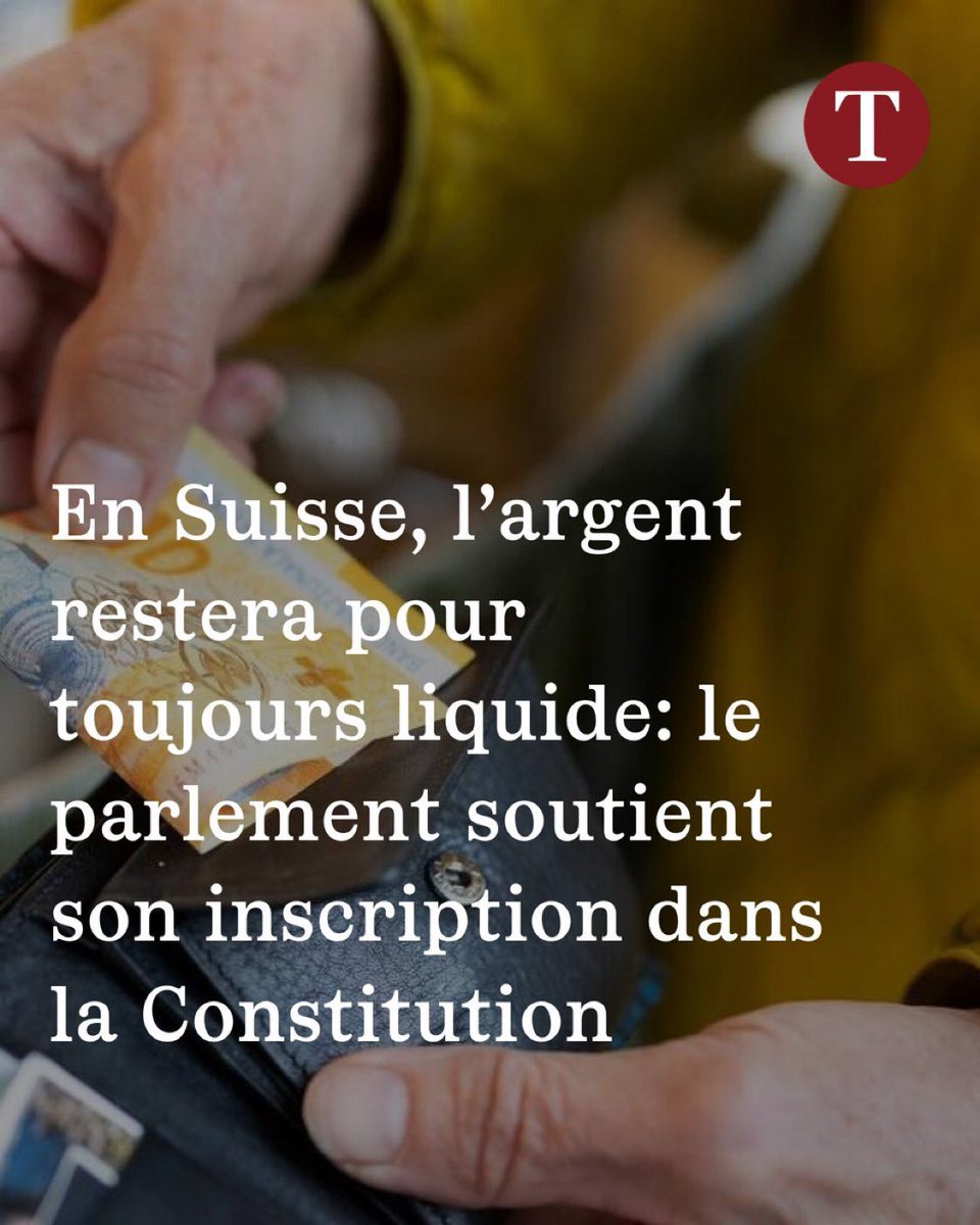 f_philippot's tweet image. Énorme !

Contrairement à l’UE qui veut le faire disparaître via le très dangereux « euro numérique », la #Suisse va graver dans le marbre de sa Constitution l’existence « pour toujours » de l’argent liquide !
(cf : letemps.ch/suisse/en-suis…)

Vertu d’un pays libre, souverain, avec…