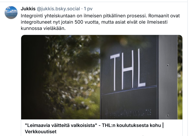 Mustia pilviä sinitaivaalla, julkirasistit ovat löytäneet perille. Olisiko jopa heitetty ulos X:stä?