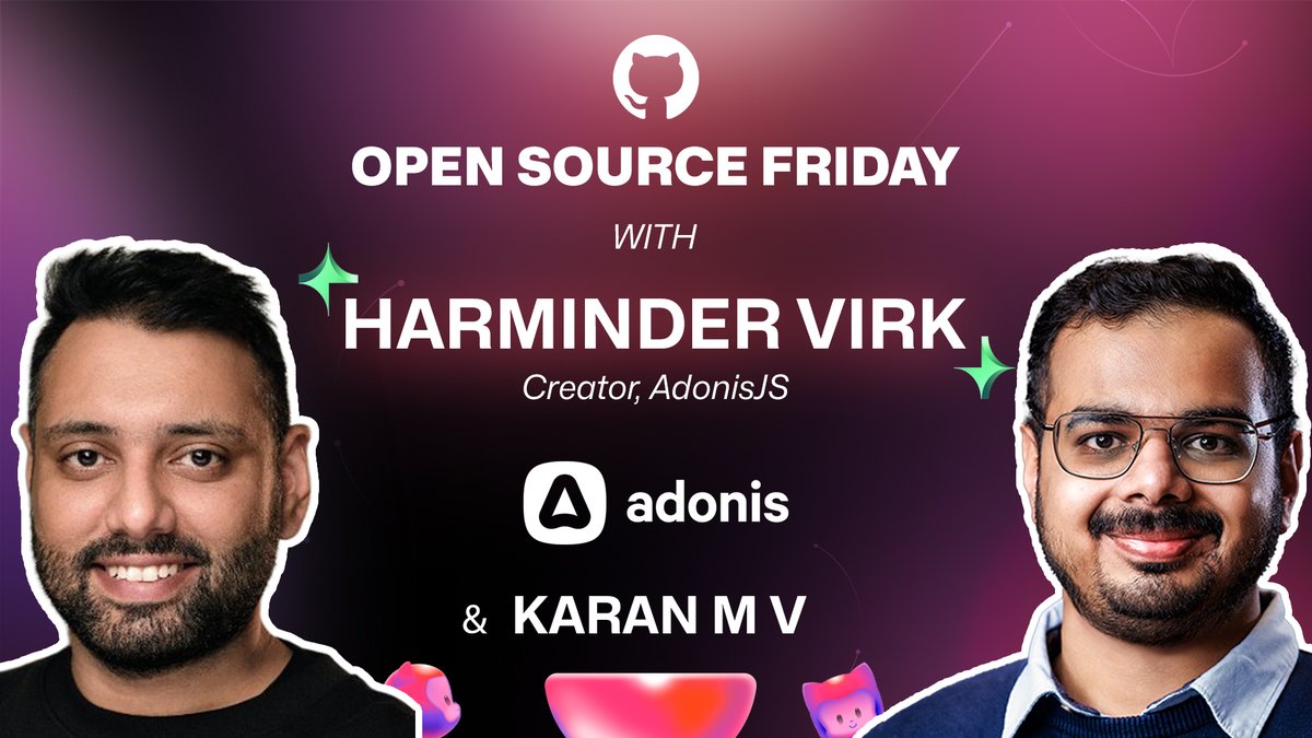 GitHubIndia's tweet image. What drives someone to build a JS framework from scratch? 

@AmanVirk1 joins @mvkaran on #OpenSourceFriday to talk about building @adonisframework, solving real dev pain, and growing open source from the ground up.

Live 4 PM IST this Friday 👉 gh.io/osf/in