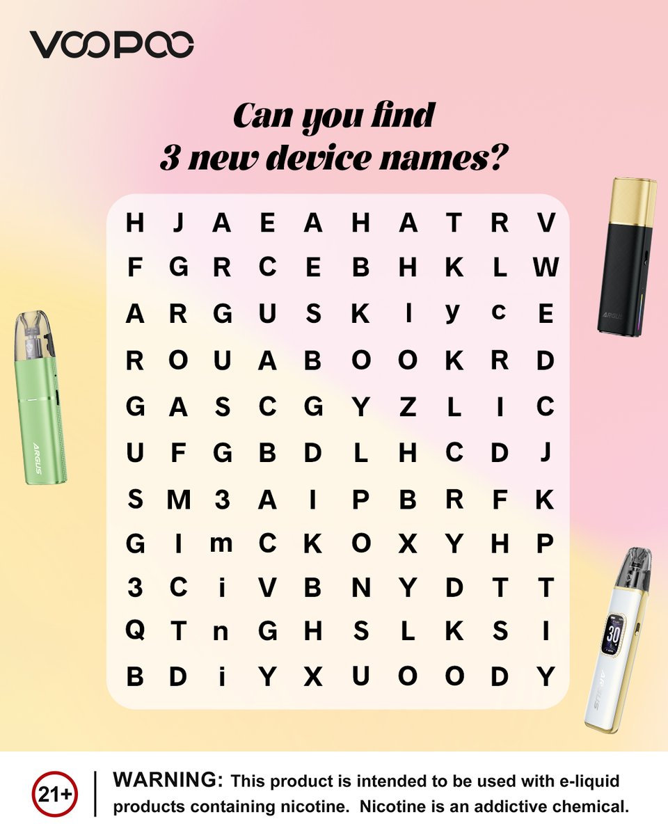 🤔Can you find 3 new device names? Post your answers in the comments！One lucky winner with the correct answer will receive a VOOPOO gift!🤩 

Winner announcement: <a href="/voopoo/">이즈</a>.global (IG).🥰