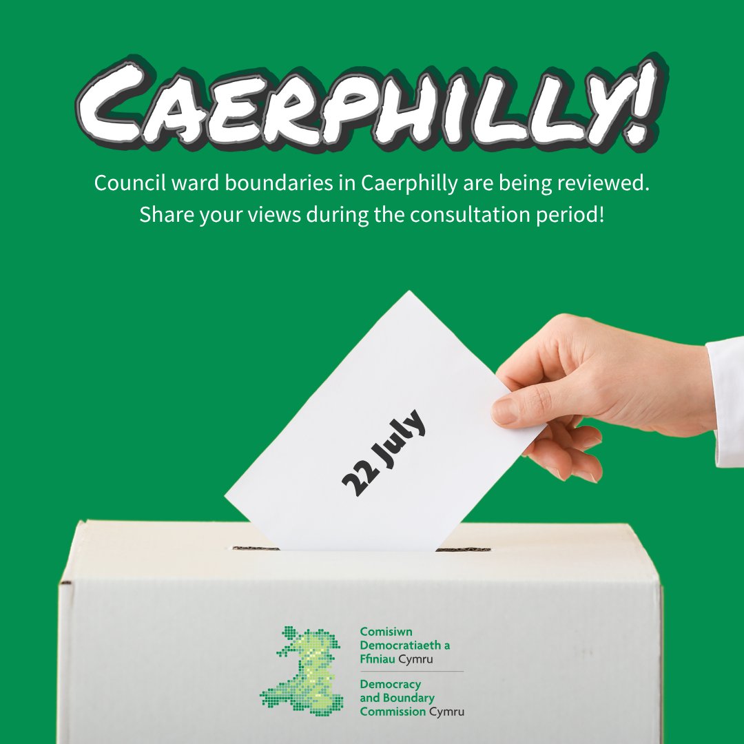 Comisiwn Democratiaeth a Ffiniau Cymru (@democracycymru) on Twitter photo The initial consultation of the electoral review of <a href="/CaerphillyCBC/">CaerphillyCBC</a> is now open. 📢
Find out more and have your say! 👇
dbcc.gov.wales/reviews/06-25/… The initial consultation of the electoral review of <a href="/CaerphillyCBC/">CaerphillyCBC</a> is now open. 📢
Find out more and have your say! 👇
dbcc.gov.wales/reviews/06-25/…