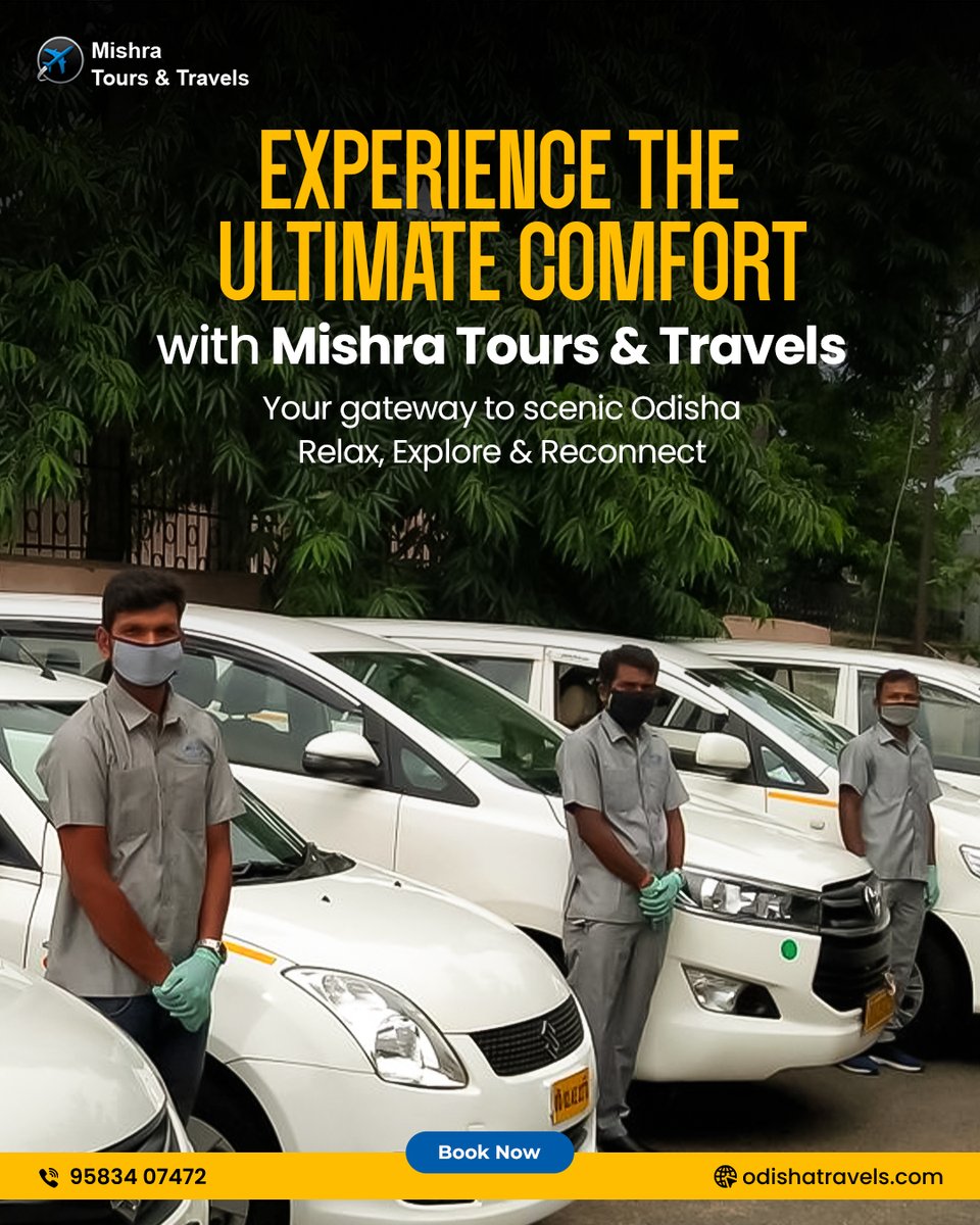 Not all journeys are created equal — some are crafted with care.
This is Odisha done right — relaxing, real, and remarkably unforgettable.
📞 Reserve your cab today: +91 958 340 7472 &amp; travel stress-free!

#exploreodisha #TravelWithComfort #mishratoursandtravel #OdishaCalling