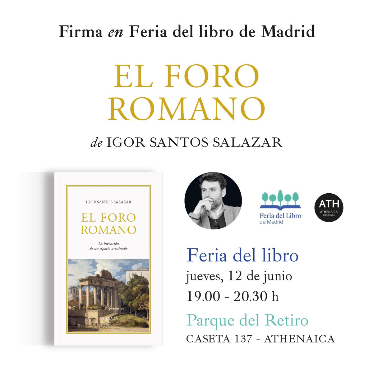 Mañana estaré en la <a href="/FLMadrid/">Feria del Libro de Madrid</a> firmando mi librito sobre el Foro romano en la caseta de <a href="/Athenaica/">Athenaica</a> 
#flmadrid25 

🗓️ Jueves 12.06.25
🕰️ 19.00-20.30