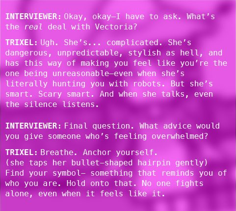 BlitzstrikeGame's tweet photo. Here’s a special sit-down interview with the one, the only, the bulletstorm queen herself—#Trixel—coming at you faster than a triple burst to the face. No filters, no safety, just straight talk and spent shells. 🩷
#Blitzstrike #indiegame #originalcharacter https://t.co/r5q3hX9TVW