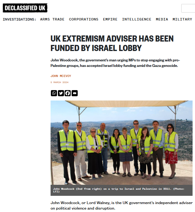 'Lord' Walney (John Woodcock), who has called on the government to act against Palestine Action, has accepted funding from the Israel lobby amid the Gaza genocide.

👉 declassifieduk.org/uk-extremism-a…