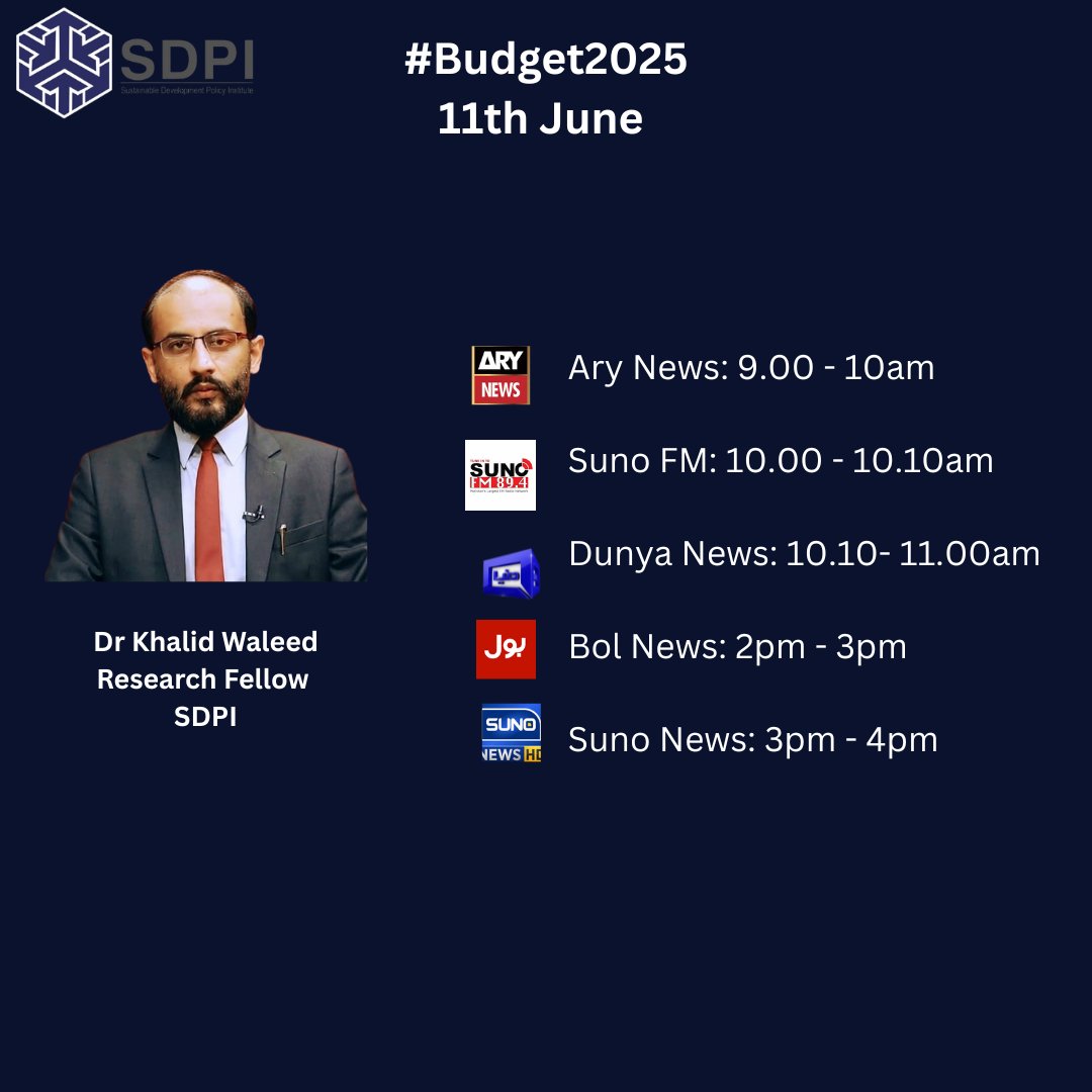 SDPI (@sdpipakistan) on Twitter photo Dr <a href="/KhalidWaleed_/">Dr. Khalid Waleed 🌏</a> will be sharing his expert opinion on #Budget2025 on leading news channels Dr <a href="/KhalidWaleed_/">Dr. Khalid Waleed 🌏</a> will be sharing his expert opinion on #Budget2025 on leading news channels