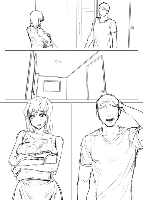 スワッピング1日目を終えた翌朝...ばったり廊下で会うが少し気まずい夫婦。 